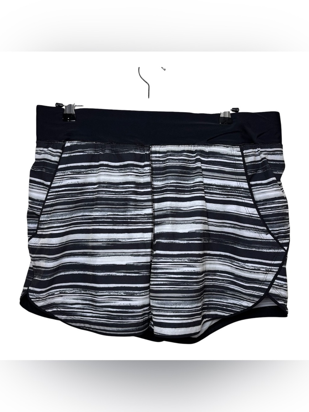 Lands' End Women Swim Shorts Size 12 Quick Dry Black White Stripes 5" Resortwear - Picture 1 of 5